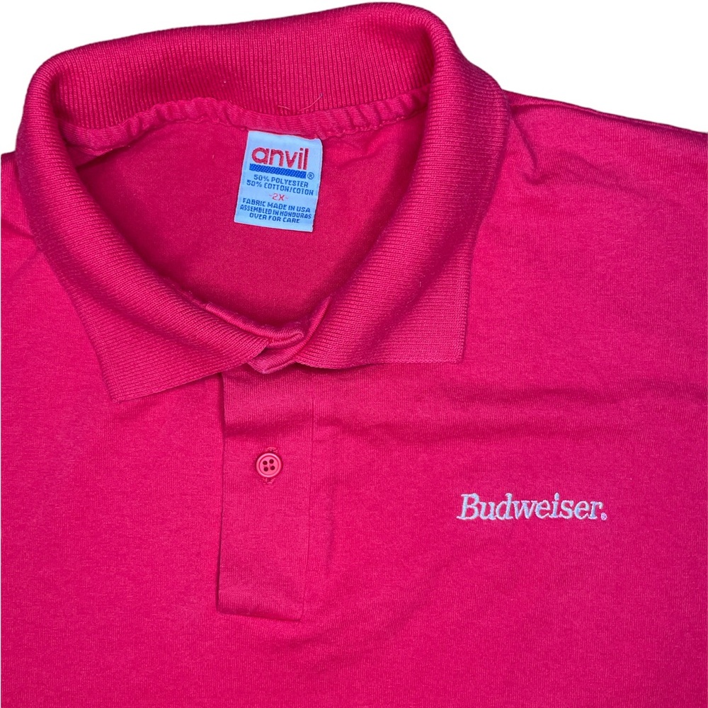 Vintage Budweiser Men’s Red Polo Anheuser-Busch Anvil Size 2XL Short Sleeve